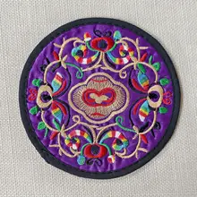 中華風デザインの刺繍コースター【円形・布製・おしゃれなテーブルマット】