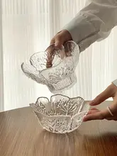 花びら浮彫りガラス デザートボウル 家庭用 アイスクリーム ハードクリア 高級感