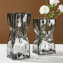 北欧風 モダンシンプル ウエストデザインガラス花瓶【リビング・ダイニング用・花活け・インテリア装飾】