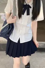学院風プリーツJK制服シャツ【夏用・白・短袖】