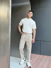 ウスミラー デザイン付きカジュアルビジネスパンツ【スリムストレート・メンズ・通勤用】