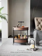 イタリアンスタイルの軽量移動可能サイドテーブル【サドルレザー・丸型・ソファ用】