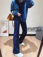 ハイウエストストレートデニムパンツ【スリムシルエット・微喇・細身】
