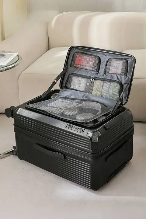 大容量サイドオープンキャリーケース【拡張可能・旅行用・パスポートロック付き】