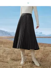フレンチスタイルの復古プリーツスカート【女性用・ウエストゴム・Aライン】