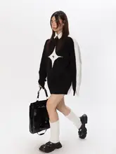 デザイン性のあるジッパーオフショルダーカラー切替セーター【金属装飾・モヘア混】