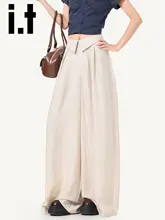 夏用ハイウエストカジュアルパンツ【杏色・ストレート・フィット・女性用】（セットアップ対応）