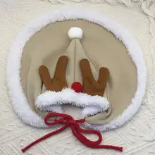 クリスマス用 ペット変身コスチューム【犬用・レ鹿の帽子付き・レッドケープ】
