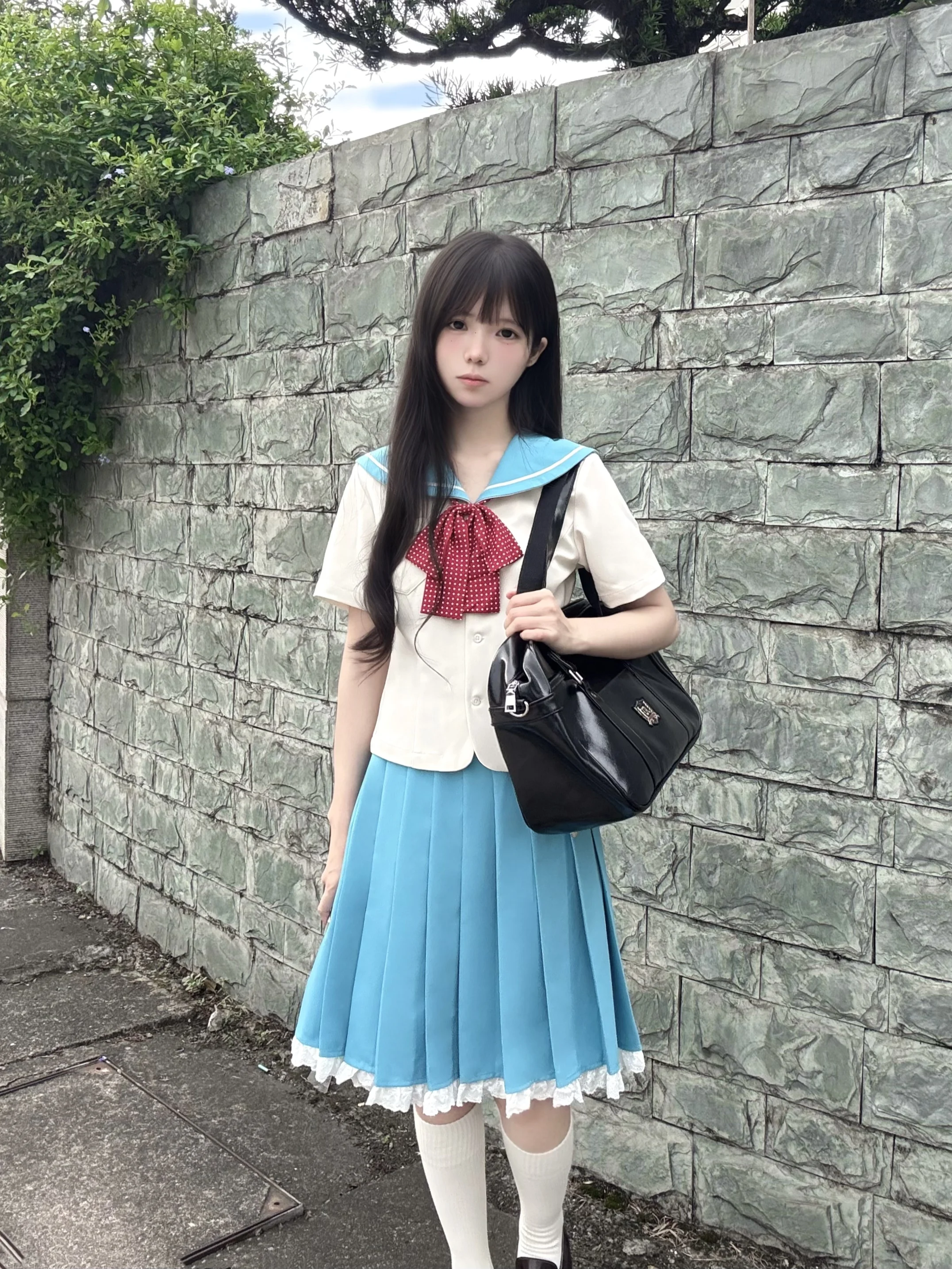 可愛い制服 高校 おすすめ：春風を感じるレディース学院風水手服【ウエストシェイプ・百褶スカート・セットアップ対応】