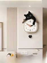 シンプルモダン 猫デザイン 壁掛け時計【静音・アート風・リビング用】