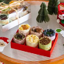 新年用ムースケーキ包装ボックス【2インチ・4/6/9マス・スイーツ持ち帰り用】