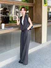 灰色のした高級感漂う韓国風コーディネート（セットアップ対応）