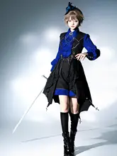プリンス風ロリータ クラインブルーシャツベストとショートパンツ（セットアップ対応）