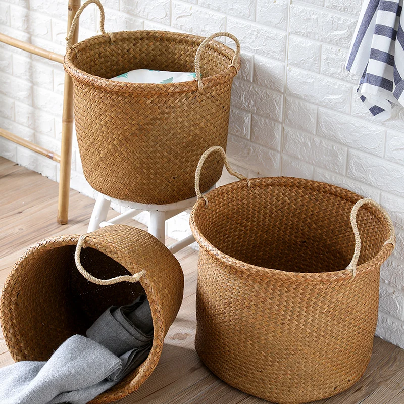 キッチンをスッキリ整理！収納グッズおすすめ　丸型編み込みバスケットの完全ガイド