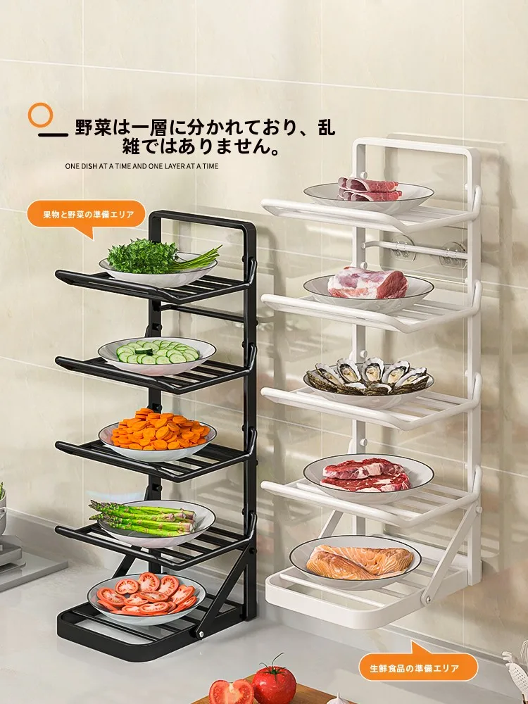 折りたたみ式キッチン収納ラック：広い作業台を実現するマルチ機能壁掛け設計