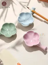 梅の花デザインの陶器製墨盤【文房四宝用・筆置き・墨洗】