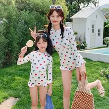 親子用ワンピース水着【長袖・ジッパー付き・女の子用・おしゃれ】（セットアップ対応）