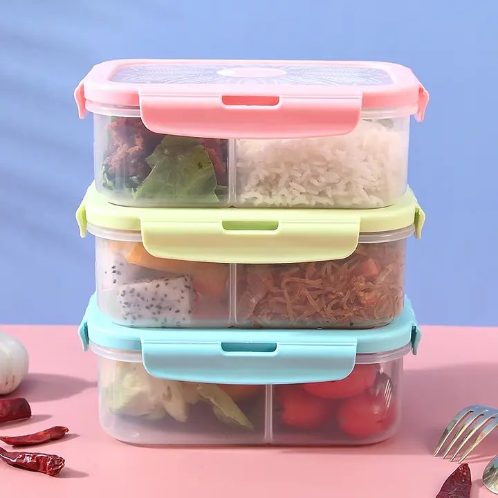 電子レンジ対応 加熱用弁当箱【学生・オフィス向け・仕切り付き・携帯便利】