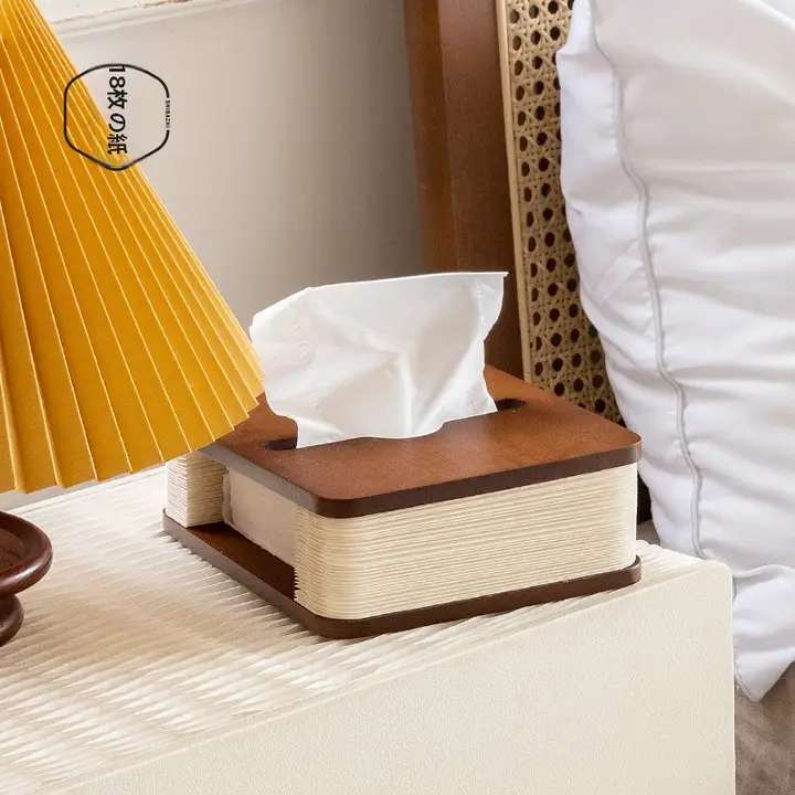 折りたたみ式アコーディオンティッシュボックス【竹製・ブラウン】