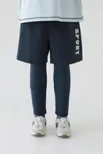 キッズ ボーイズ パンツ フェイクレイヤード クロップド丈 ストレッチ スポーツ トレニングウェア 春 秋 「oddtails」