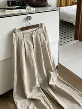 ワイドパンツ レディース コットンリネン ゆったり ストレート フルレングス カジュアルパンツ 着回し シンプル ナチュラル ヴィンテージ