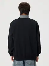 カジュアルデザインの秋用メンズ長袖トップス【襟付き・ゆったりシルエット・重厚感】（セットアップ対応）