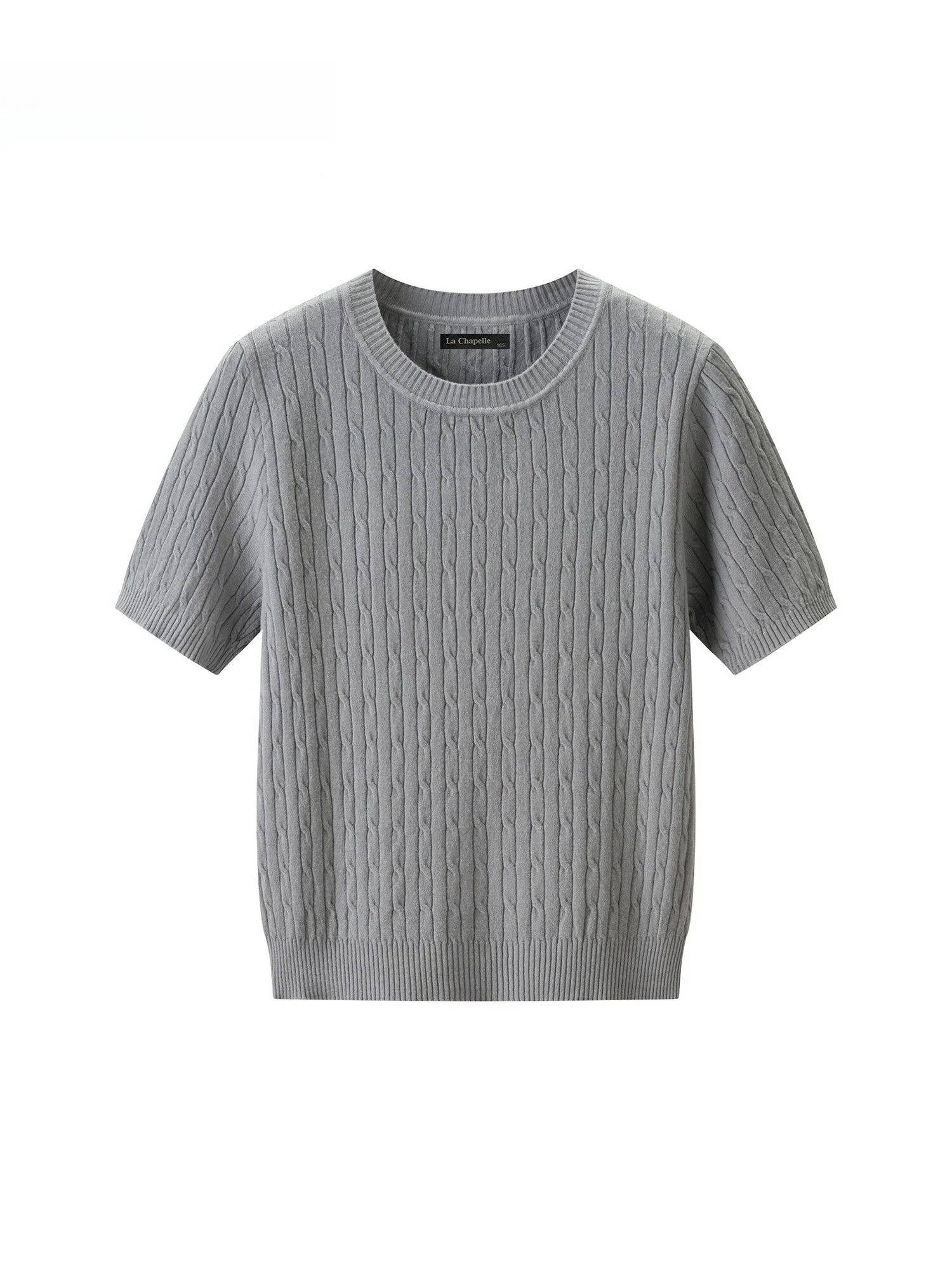春季用ツイスト編みラウンドネックニットTシャツ：シンプルな日常スタイルの実用性と着心地