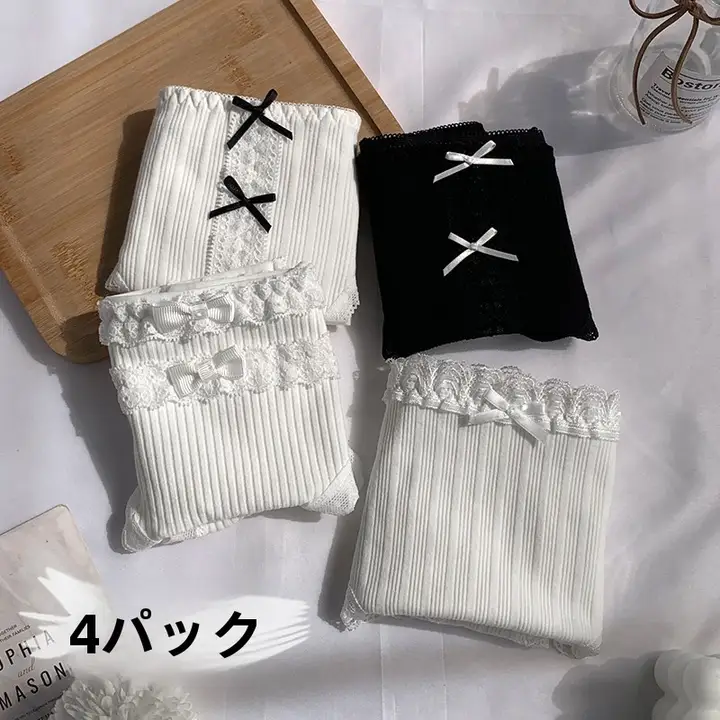 純白のリボン付き女子用下着【通気性・スウィートスタイル・春夏向け】（セットアップ対応）
