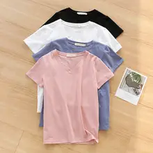通気性の良いコットン短袖Tシャツ【レディース・ホワイト・ルーズフィット】