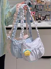 バレエ風の大橘猫デザイン ショルダーバッグ【レース付き・褶皺デザイン・斜め掛け対応】