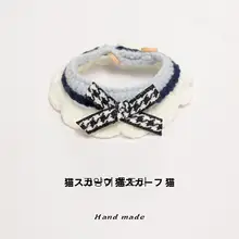 可愛いリボン付きペットカラー【手編み・猫用・犬用】