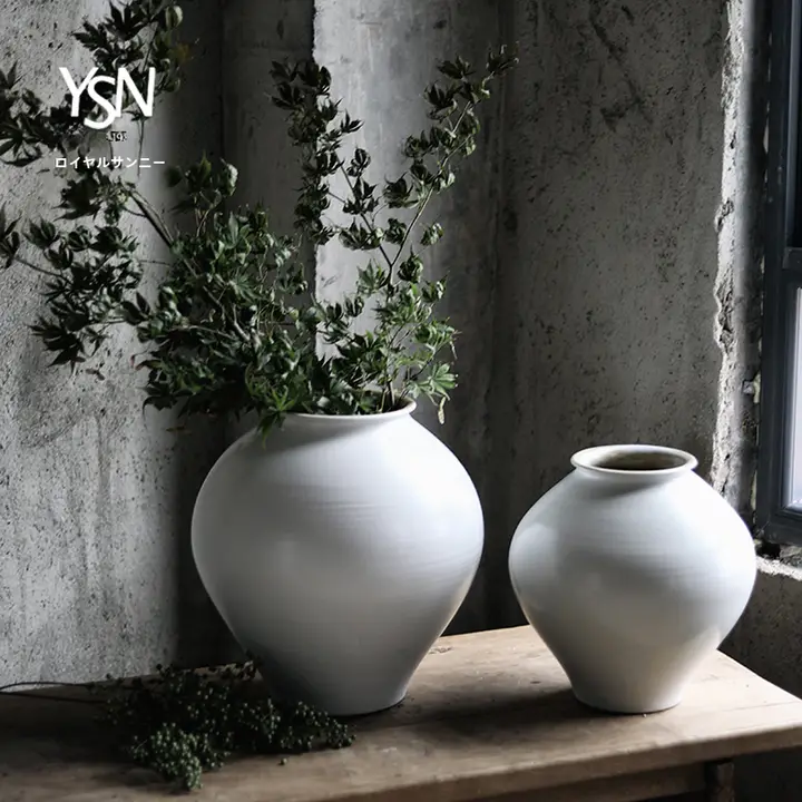 白色の陶製花瓶【新中式・洗練されたデザイン・大サイズ】