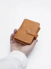 牛革製フリップ財布【シンプルデザイン・無地・中型】