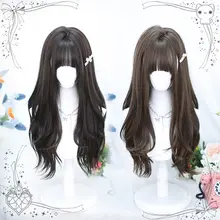 ロリータロングカーリーヘアフルヘッドギアネットレッドロングヘア