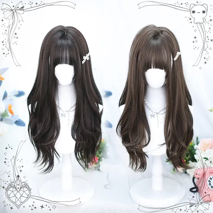 ロリータロングカーリーヘアフルヘッドギアネットレッドロングヘア