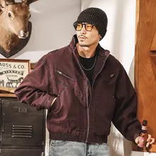 アメリカンヴィンテージ ボルドーカラーの重厚工装ジャケット【ショート丈・ワイドフィット・秋春用】
