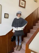 手編みフラワーニットケープトップス【秋冬用・女性用】