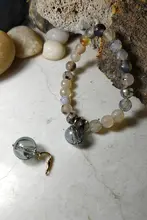 ガラスビーズ付きアロマパ pendant【芳香拡散・男女兼用・金色】