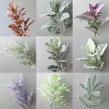 グリーンのシルクフラワー 銀葉菊の手持ちブーケ【インテリア・結婚式・フォトプロップス】