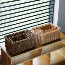 Kens プラスチック製 北欧風デスク収納ボックス【編み込みデザイン・化粧品・雑貨・お菓子用】