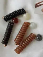 レトロな電話線風ヘアゴム【編み込み・ポニーテール用・バブルボトルデザイン】（セットアップ対応）