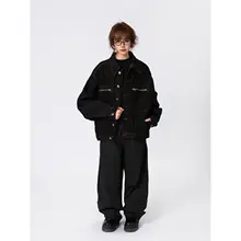 春秋向けユニセックスヴィンテージデニムジャケット【ストリートスタイル・ワイドフィット・多ポケット】
