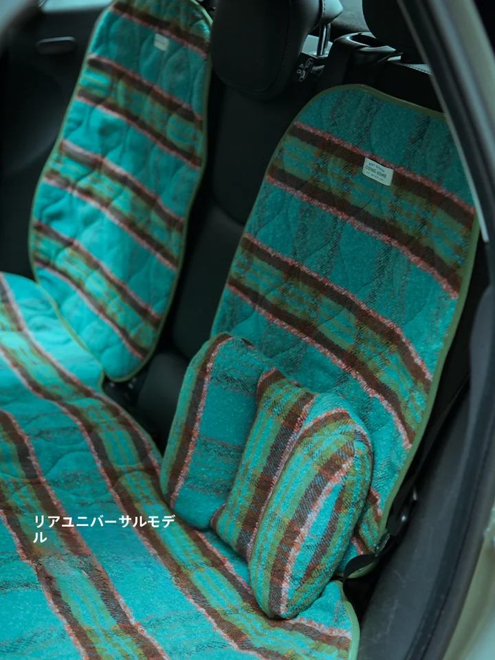 防滑シートカバー【クッション付き・厚手・後部座席用・レトロチェック柄】（セットアップ対応）