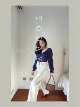 高腰コーデュロイパンツ【カジュアル・クリーム色・ストレート】