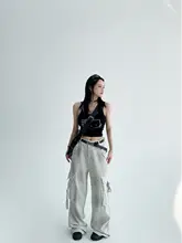 カジュアルなワイドレッグパンツ【アメリカンスタイル・ウォッシュ加工・大きなポケット付き】