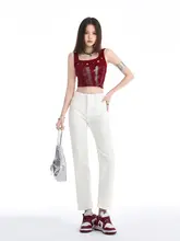 高腰ストレートパンツ【スリムフィット・デニム・女性用・秋冬】（セットアップ対応）