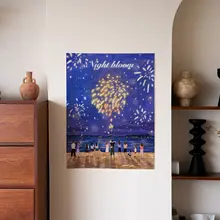 夜空に咲く幸せの花火【おしゃれな背景布・インテリアタペストリー】