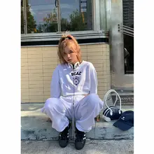 スポーツウェア 2点セット レディース アメリカンスタイル ストリート クロップドトップス スウェットパンツ 刺繍 プリント インスタ映え 「NIDEBLACK」