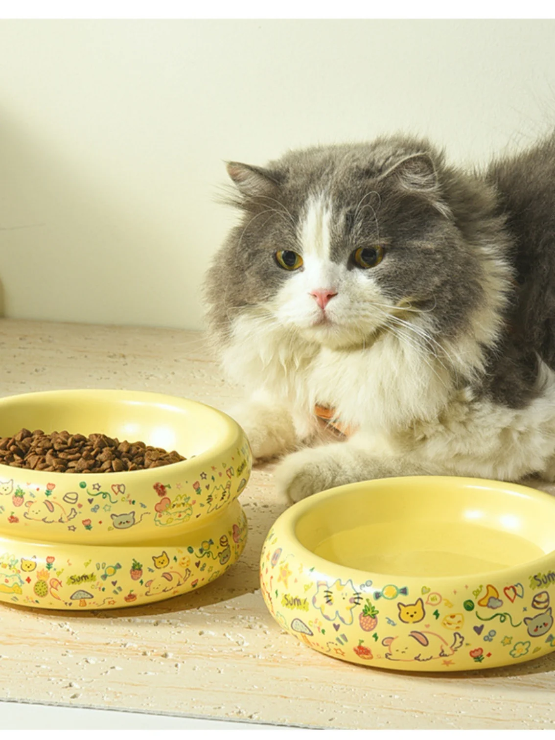 猫用陶器製高脚フードボウル：飼いやすい猫の食事環境を整えるためのデザインと機能