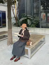 レトロチェックプリーツAラインロングスカート【コットン風・スリム効果・ひざ下丈】